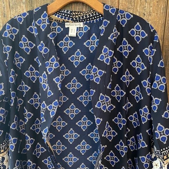 Streetwear Society Sz S Blue Bali Bohemian Open Flowy Concert Event Duster - Picture 3 of 12